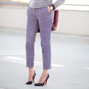 J.Crew Cafe Capri Purple Gold Plaid Tweed Pants